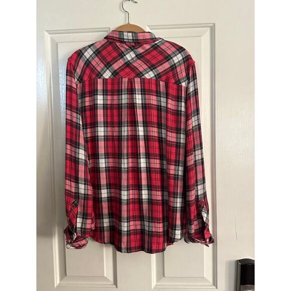 Rails Women's Red White Plaid Print Hunter Flannel Button Front Shirt Size Large - Picture 3 of 3